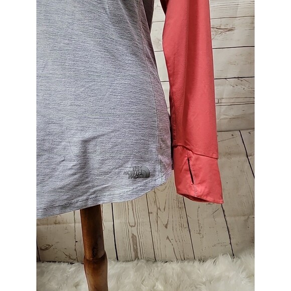North Face‎ Women's M Gray Pink Long Sleeves Crew Neck Flashdry Stretch Outdoor - Picture 2 of 8